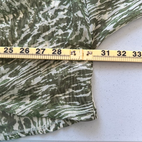 Free People Safari Print Tie Front Kimono Top Women OS Green Abstract Sheer Boho - Picture 6 of 9